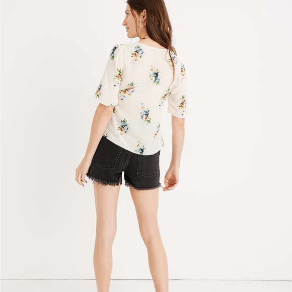 Madewell Silk Shirred-Front Top in Classic Corsage - Picture 3 of 6